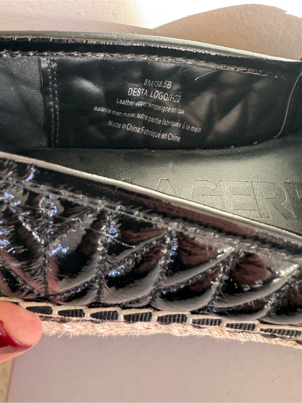 Karl Lagerfeld Quilted Black Platform Espadrilles with Crochet Toe - Picture 5 of 5